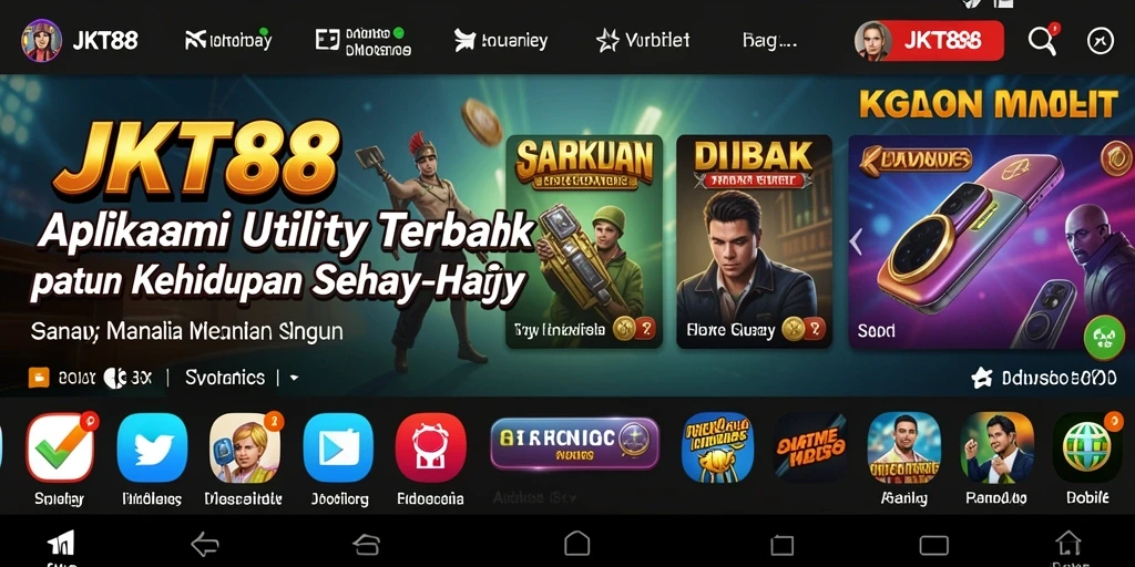 Screenshot layar utama JKT88 menampilkan fitur Utility yang menarik.