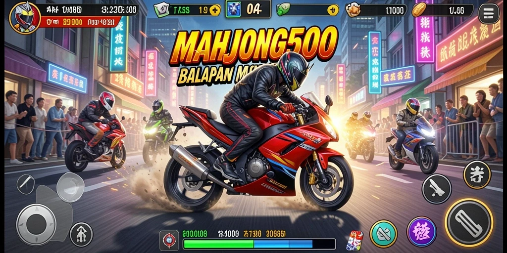 Tampilan gameplay seru dengan balapan motor yang menegangkan.